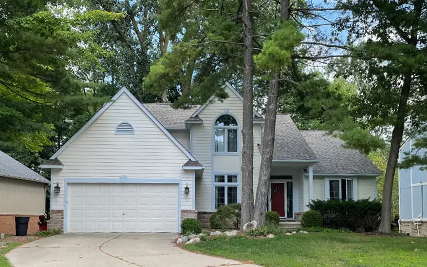 Exterior painting project at 1248 Briarwood Court, Wixom — Maritime White - Benjamin Moore
