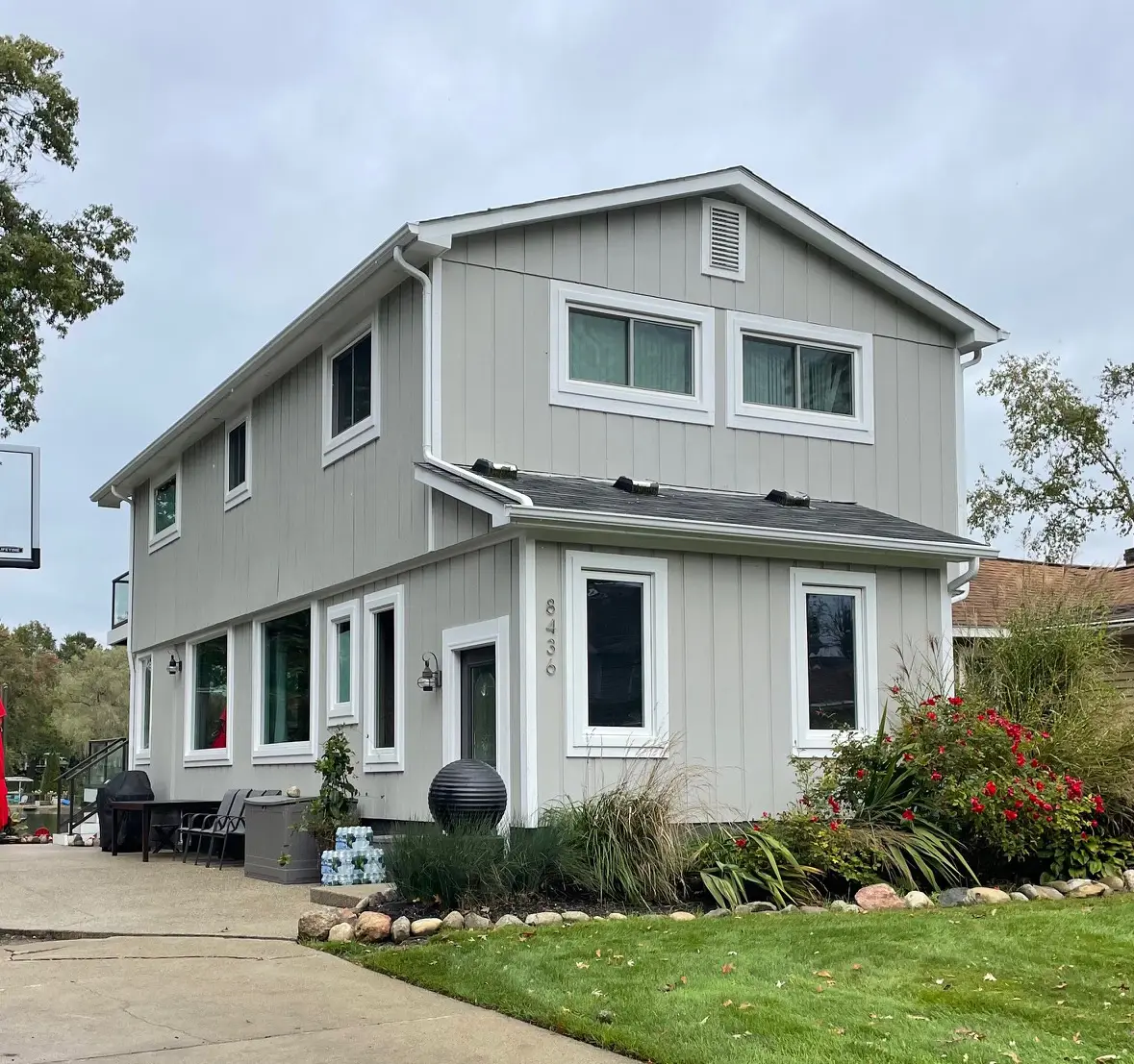Exterior painting project at 8436 Cascade Street, Commerce Township — La Paloma Gray - Benjamin Moore