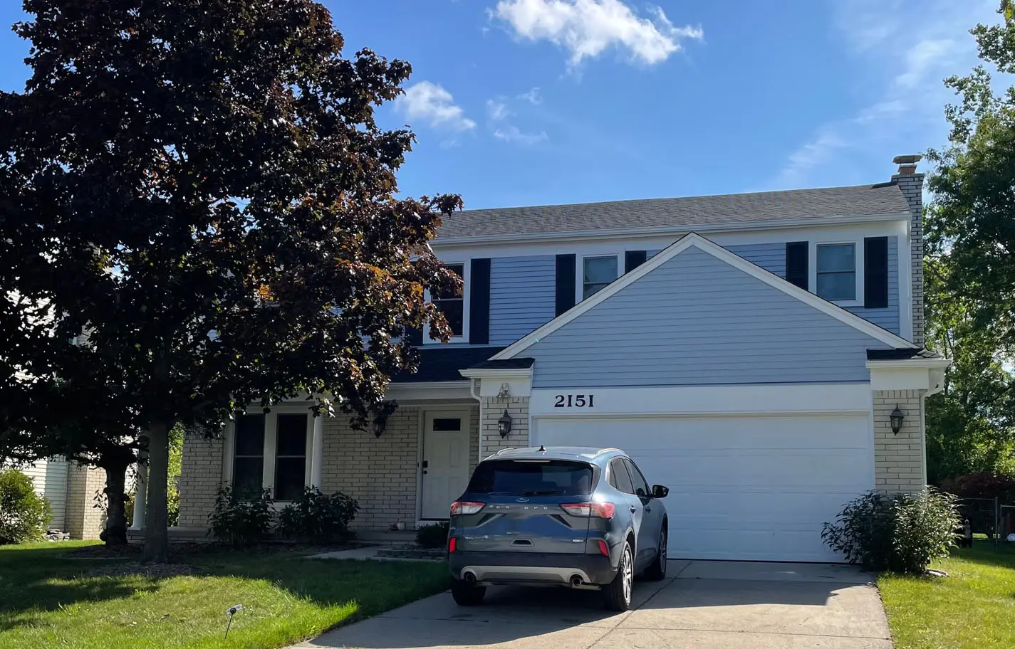 Exterior painting project at 2151 West Roundtable, Canton — November Skies - Benjamin Moore
