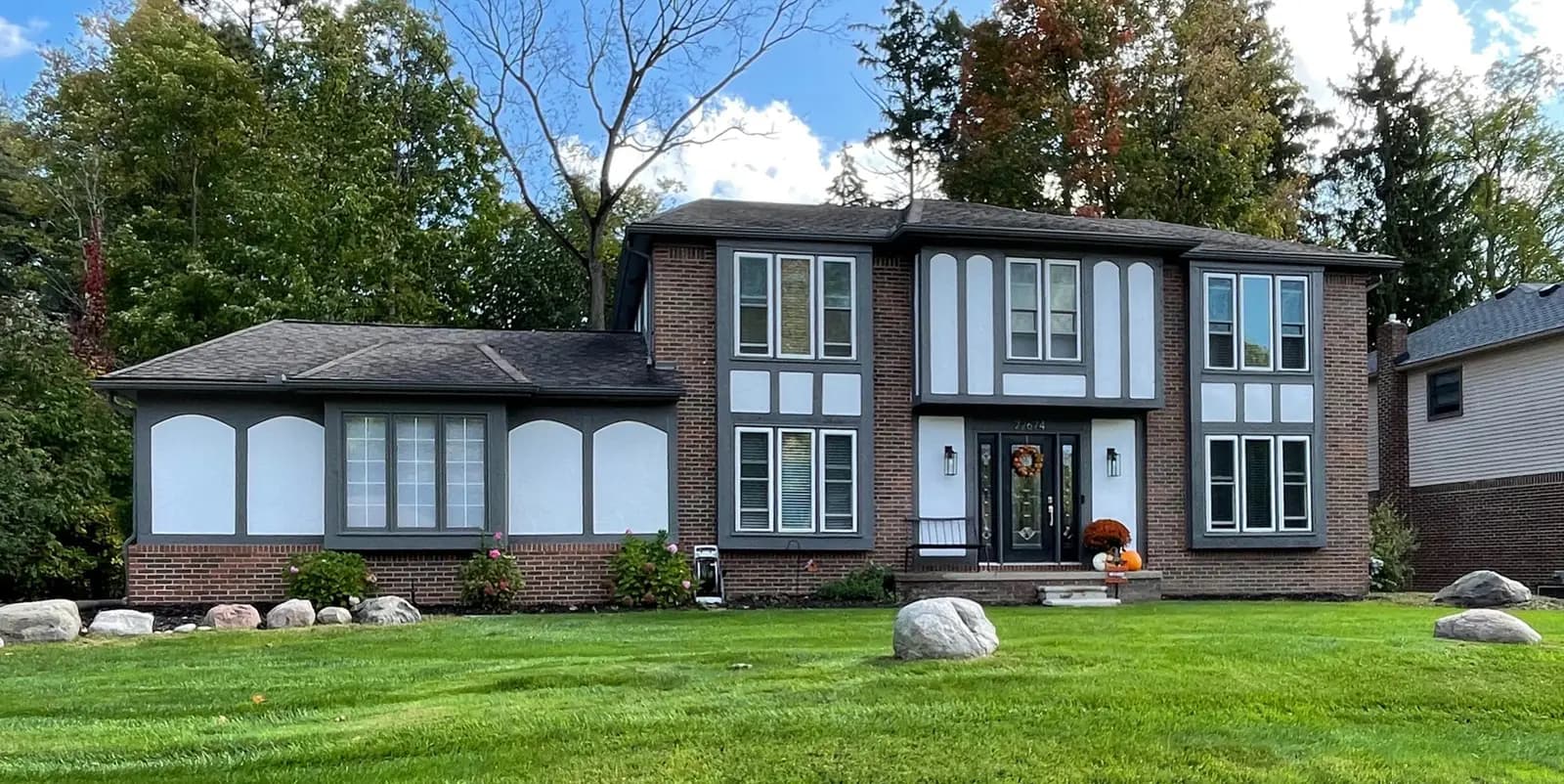 Exterior painting project at 22674 Vacri Lane, Farmington Hills — Chantilly Lace - Benjamin Moore