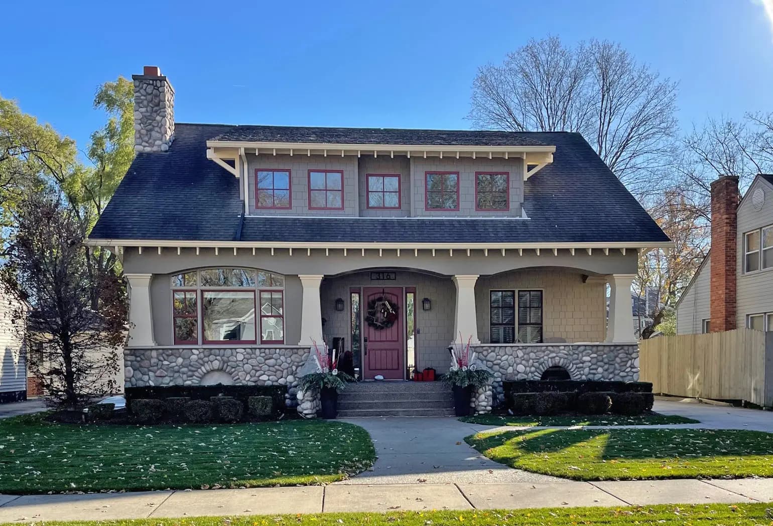 Exterior painting project at 316 Maywood Avenue, Rochester — Texas Leather - Benjamin Moore