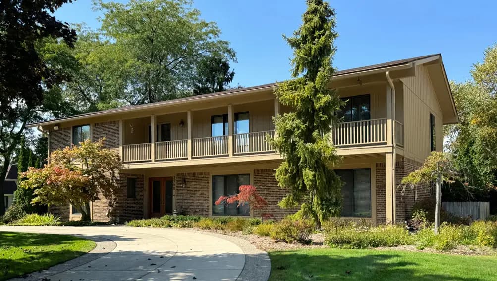 Exterior painting project at 3950 Winterset Lane, West Bloomfield — Great Plains Gold - Benjamin Moore