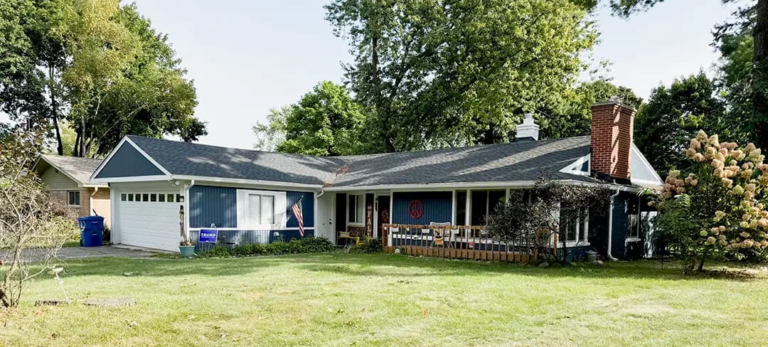 Exterior painting project at 2190 Fortress Road, Waterford — Newburyport Blue - Benjmain Moore