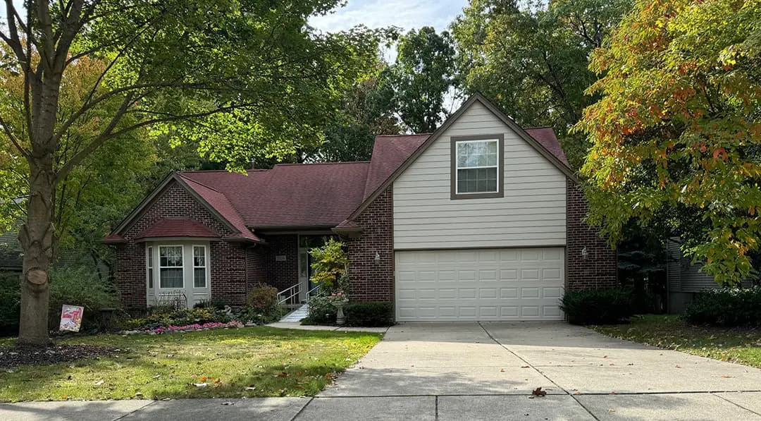 Exterior painting project at 2135 Deer Run Trail, Waterford — Smokey Taupe - Benjamin Moore