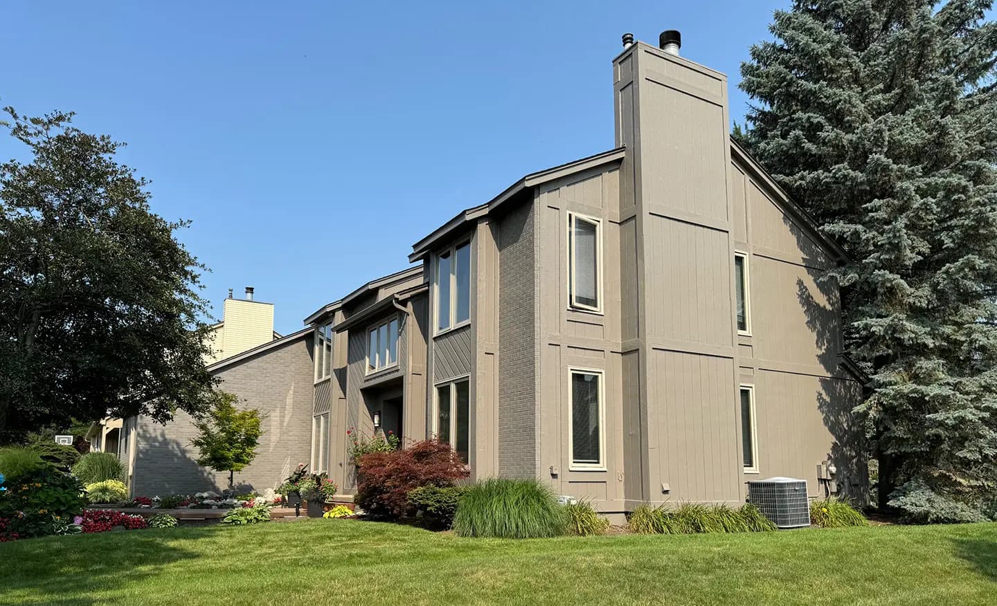 Exterior painting project at 580 Augusta Drive, Rochester Hills — Porcini - Benjamin Moore