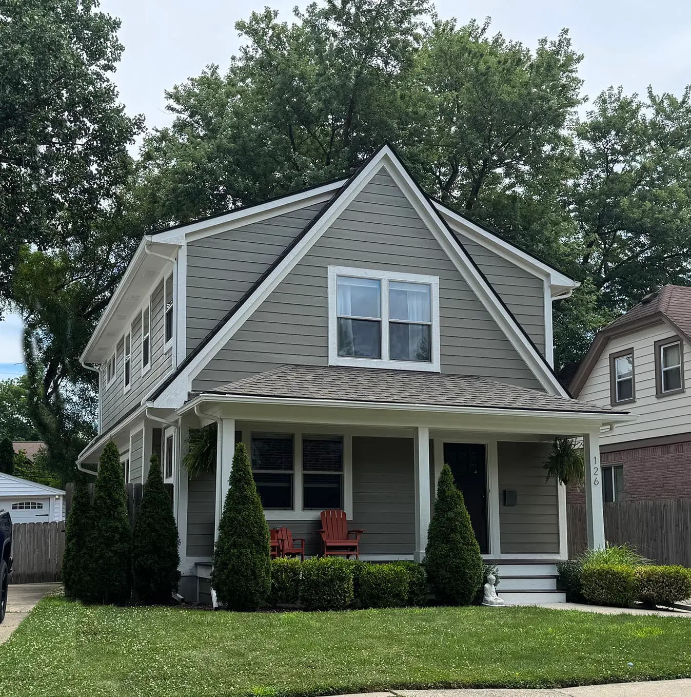 Exterior painting project at 126 N Vermont Ave, Royal Oak — Wool Sweater - Sherwin Williams Vinyl Safe