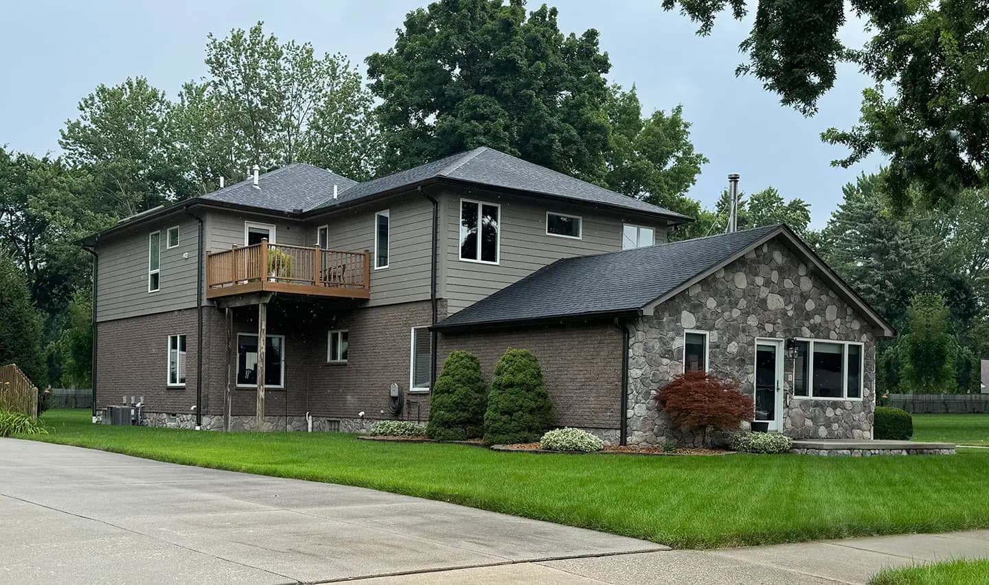 Exterior painting project at 6043 Higgins Avenue, Sterling Heights — Equestrian Gray - Benjamin Moore
