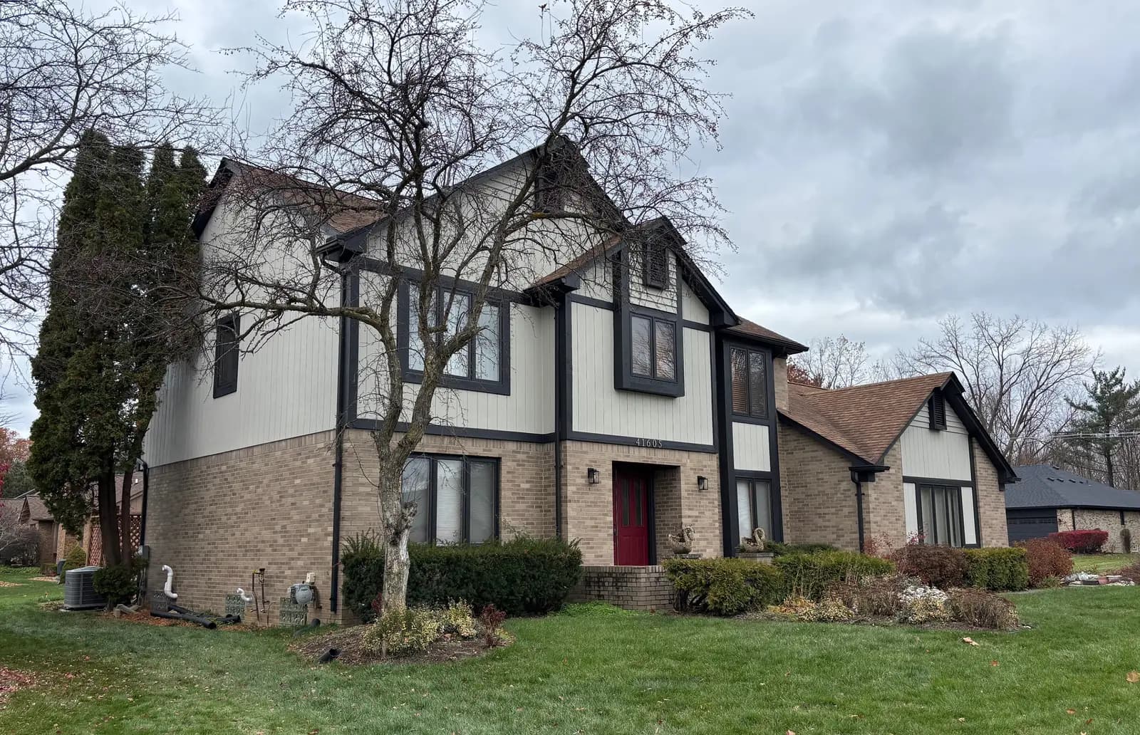 Exterior painting project at 43605 Waterfall Road, Northville — Revere Pewter - Benjamin Moore