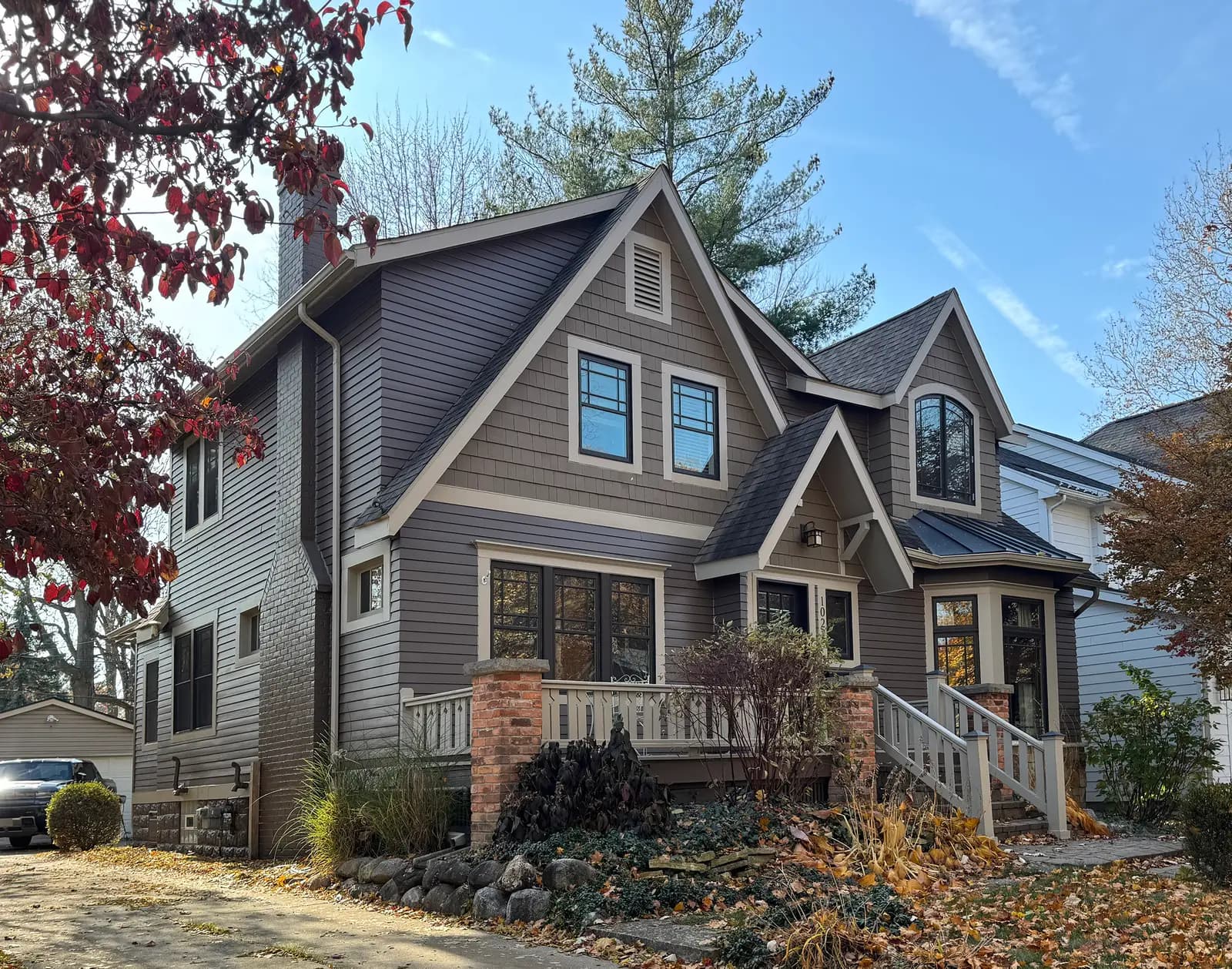 Exterior painting project at 1022 East 6th Street, Royal Oak — Rustic Taupe - Benjamin Moore