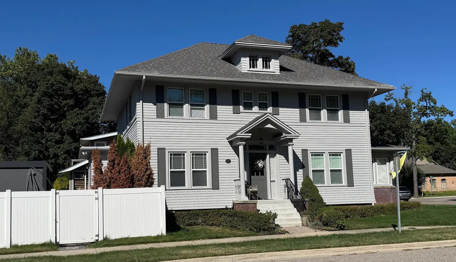 Exterior painting project at 443 Wesley Street, Rochester — La Paloma Gray - Benjamin Moore