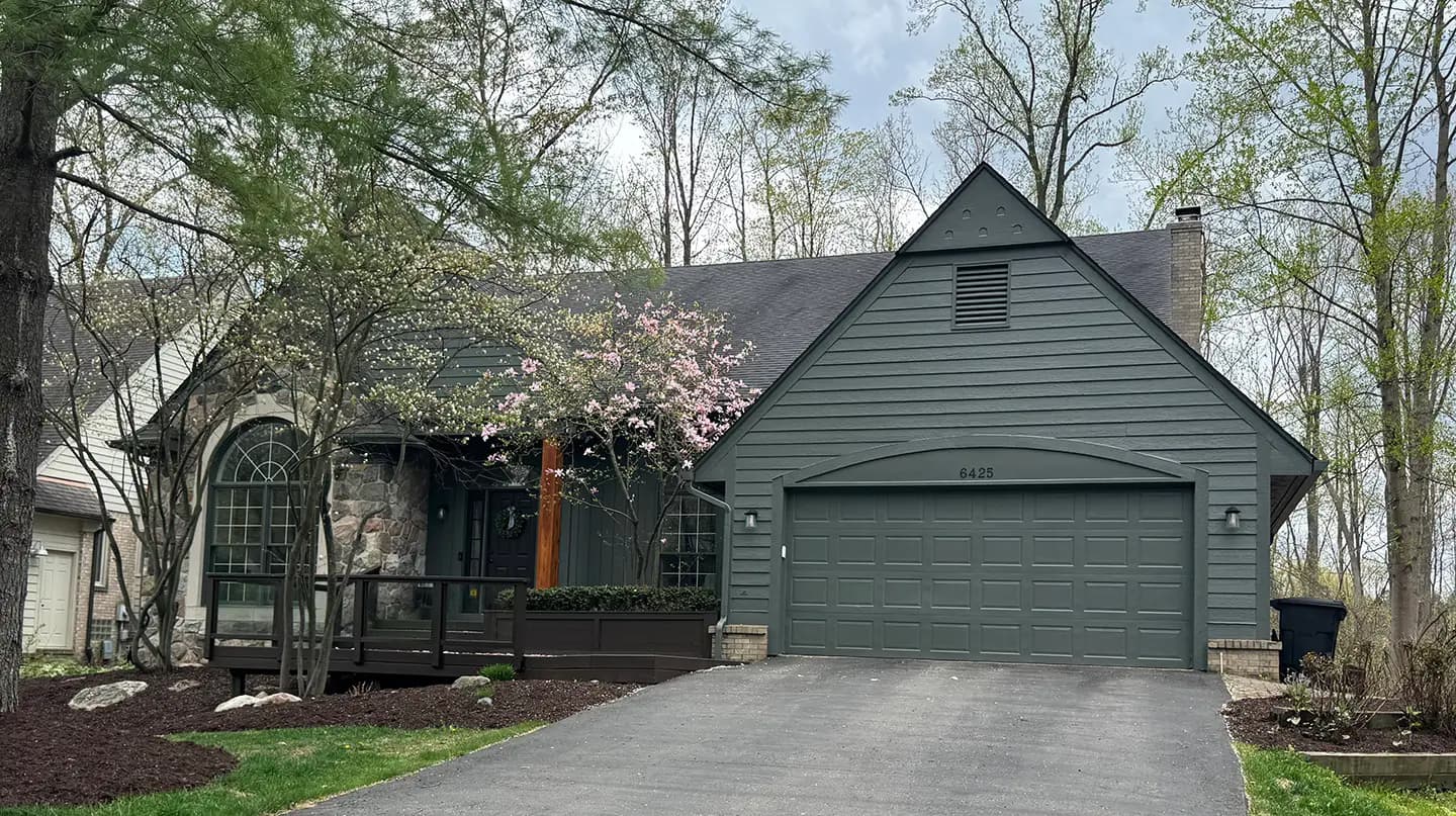 Exterior painting project at 6425 Mission Drive, West Bloomfield — Night Owl - Sherwin Williams