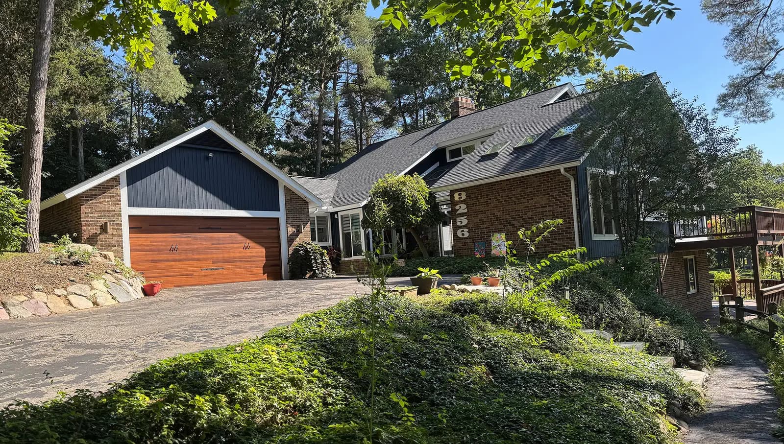 Exterior painting project at 8256 Fawn Valley Drive, Clarkston — Polo Blue - Benjamin Moore